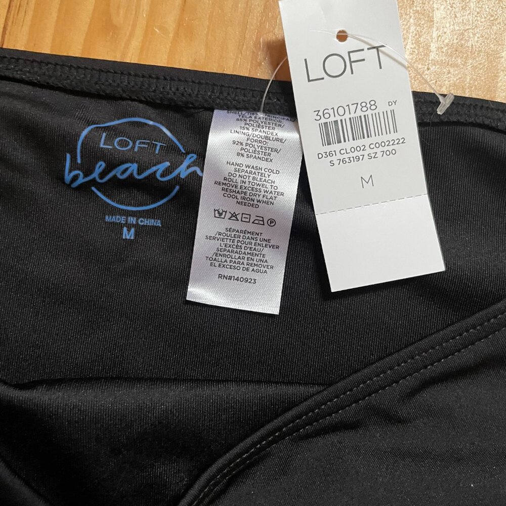 LOFT Beach High Waist Bikini Bottom Black Medium NWT - Picture 4 of 4